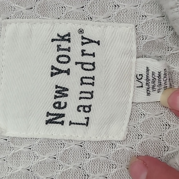 New York Laundry Cream Cowl Neck Sweater with Button Accents - Picture 2 of 8